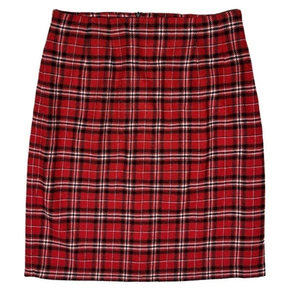 Vintage JG Hook Red Plaid Wool Pencil Skirt Lined Preppy Academia  Size 12